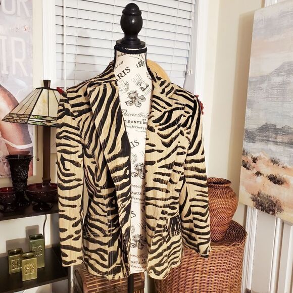Vintage Josephine Chaus Zebra Print Blazer Sz 12 - Picture 9 of 14